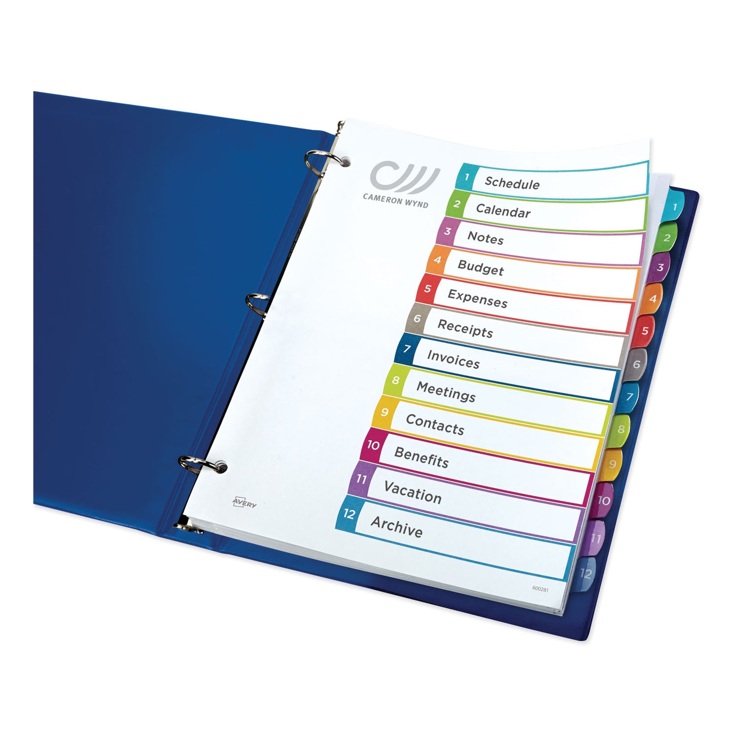 Avery Customizable TOC Ready Index Multicolor Tab Dividers, 12-Tab, 1 to 12, 11 x 8.5, White, Contemporary Color Tabs, 1 Set (11843)