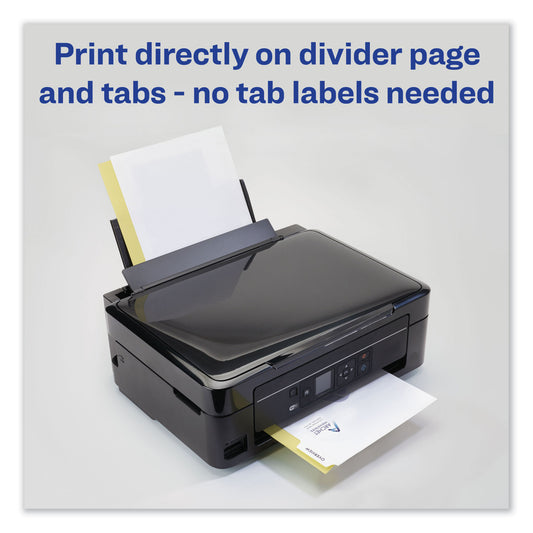 Avery Customizable Print-On Dividers, 3-Hole Punched, 5-Tab, 11 x 8.5, White, 1 Set (11511)