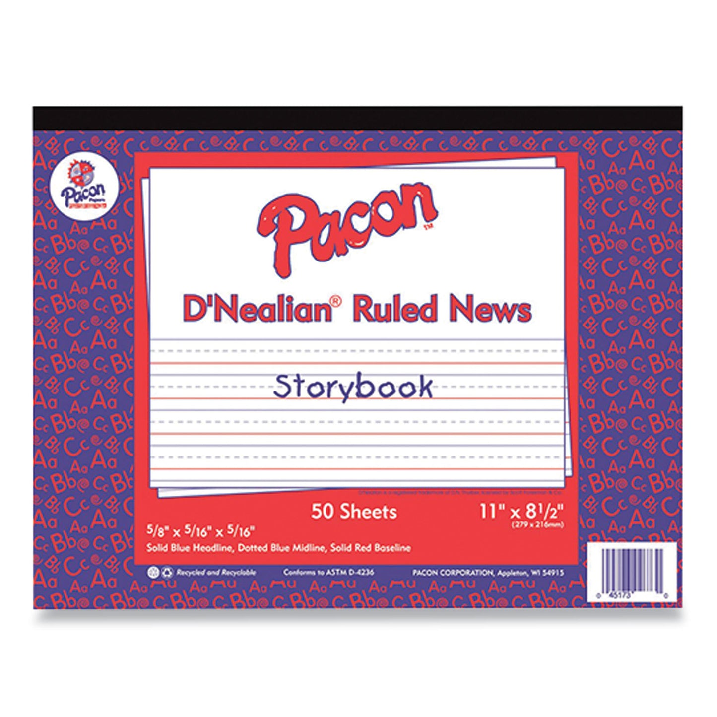 Pacon Multi-Program Picture Story Paper, 30 lb Bond Weight, 1/2" Long Rule, One-Sided, 8.5 x 11, 500/Pack (2693)