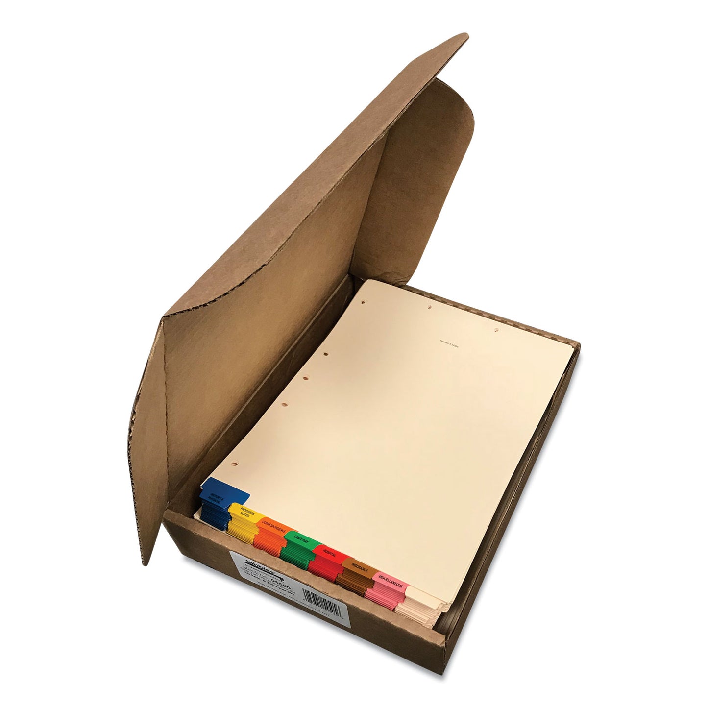 Tabbies Bottom Tab Medical Chart Divider Sets, 8-Tab, Assorted Medical, 11.38 x 8.5, Manila, 40 Sets (54500)