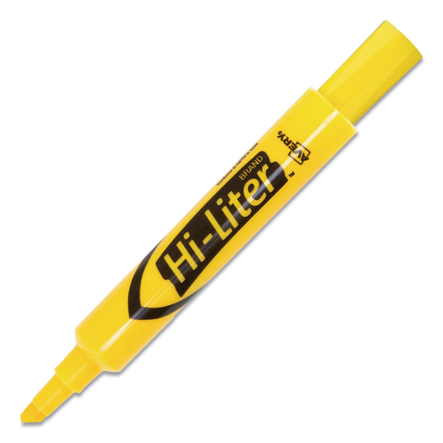 Avery HI-LITER Desk-Style Highlighters, Yellow Ink, Chisel Tip, Yellow/Black Barrel, Dozen (07742)