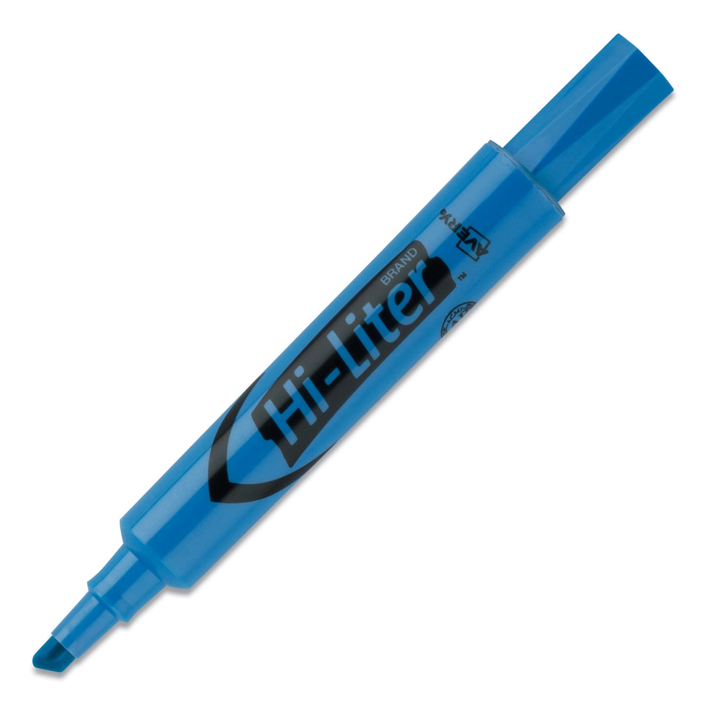 Avery HI-LITER Desk-Style Highlighters, Fluorescent Blue Ink, Chisel Tip, Blue/Black Barrel, Dozen (24016)