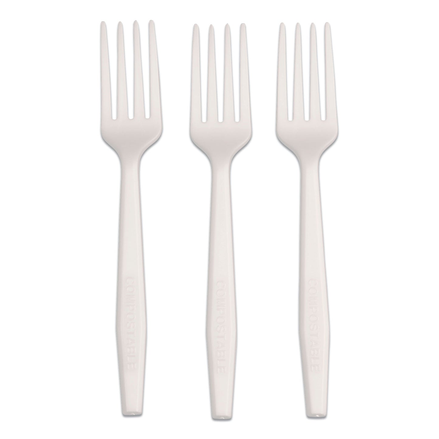 Cpla Cutlery, Fork, White, Unwrapped, 1,000/carton