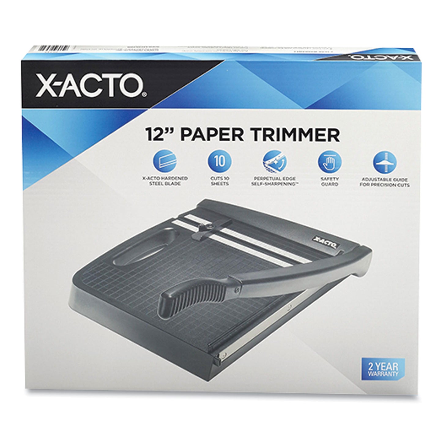 X-ACTO 10-Sheet Guillotine Trimmer, 10 Sheets, 12" Cut Length, Plastic Base, 13 x 13 (26232)