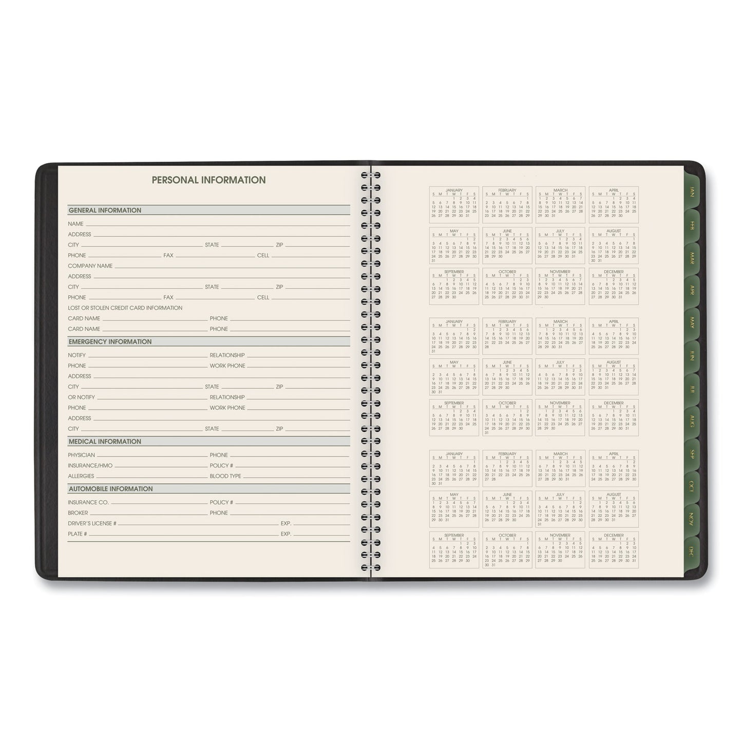 AT-A-GLANCE Recycled Weekly Vertical-Column Format Appointment Book, 8.75 x 7, Black Cover, 12-Month (Jan to Dec): 2025 (70951G05)