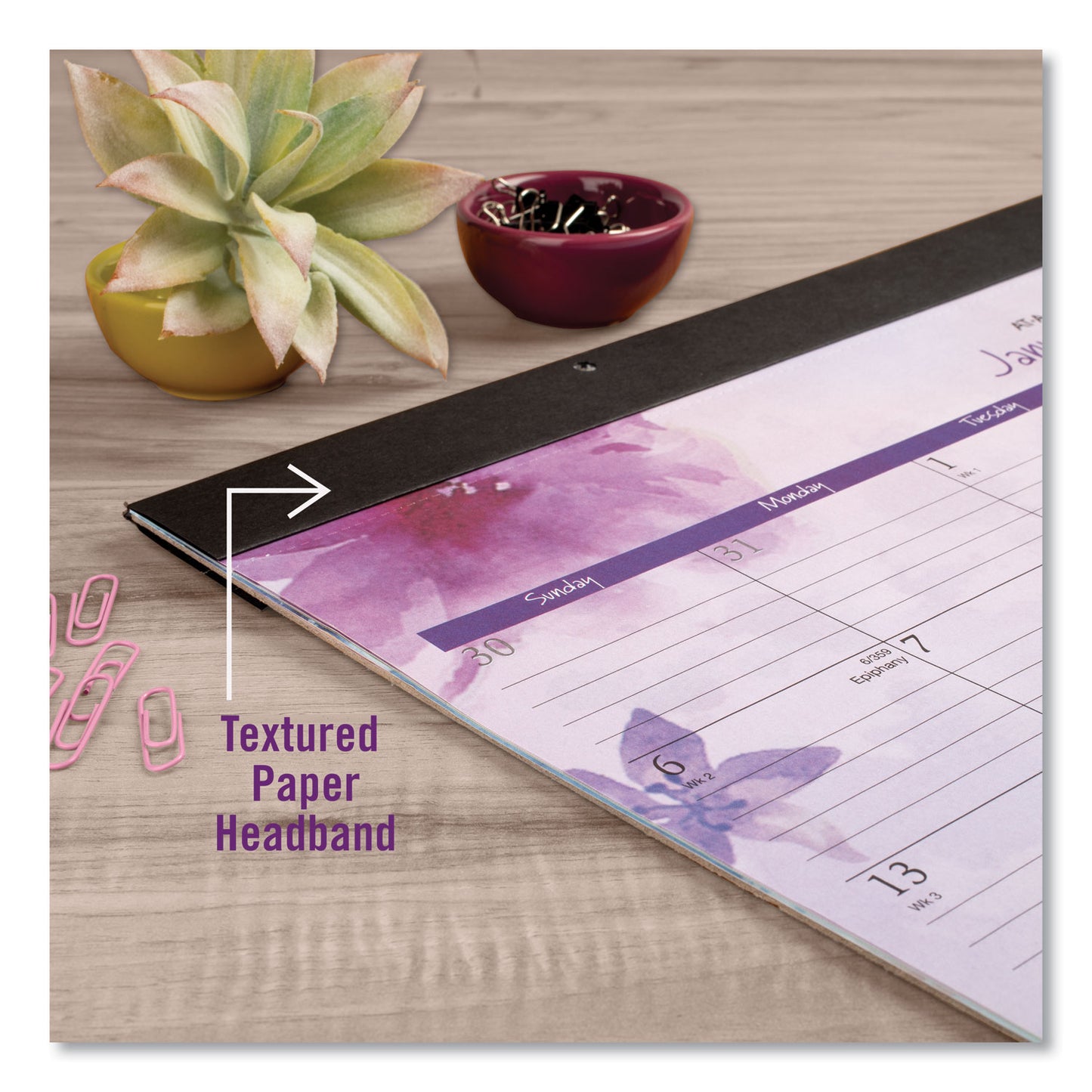 AT-A-GLANCE Beautiful Day Desk Pad Calendar, Floral Artwork, 21.75 x 17, Assorted Color Sheets, Black Binding, 12-Month (Jan-Dec): 2025 (SK38704)