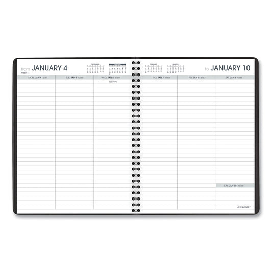 AT-A-GLANCE Weekly Planner Ruled for Open Scheduling, 8.75 x 6.75, Black Cover, 12-Month (Jan to Dec): 2025 (7085505)