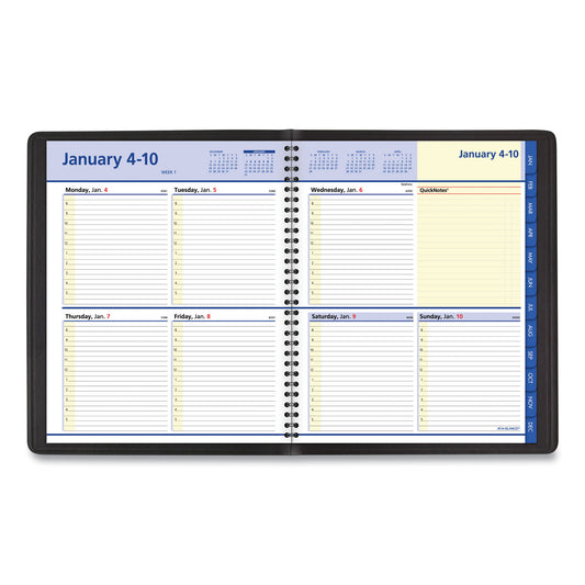 AT-A-GLANCE QuickNotes Weekly Block Format Appointment Book, 10 x 8, Black Cover, 12-Month (Jan to Dec): 2025 (760105)