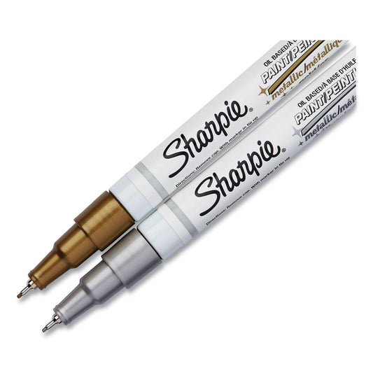 Sharpie Permanent Paint Marker, Fine Bullet Tip, Assorted Metallic Colors, 2/Pack (30588)