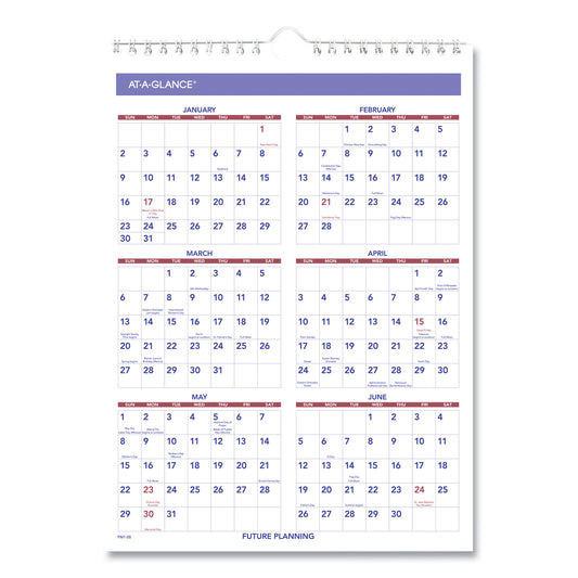 AT-A-GLANCE Monthly Wall Calendar with Ruled Daily Blocks, 8 x 11, White Sheets, 12-Month (Jan to Dec): 2025 (PM128)