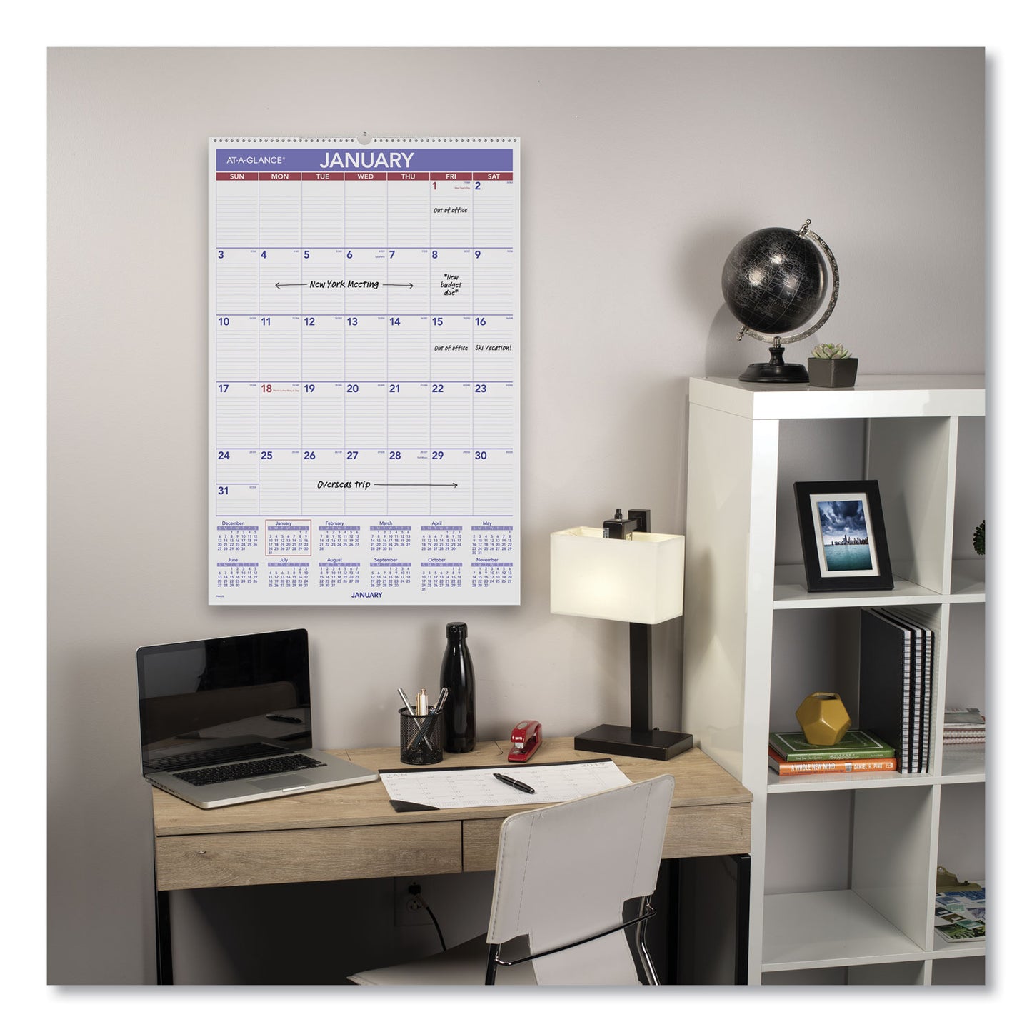 AT-A-GLANCE Monthly Wall Calendar with Ruled Daily Blocks, 20 x 30, White Sheets, 12-Month (Jan to Dec): 2025 (PM428)