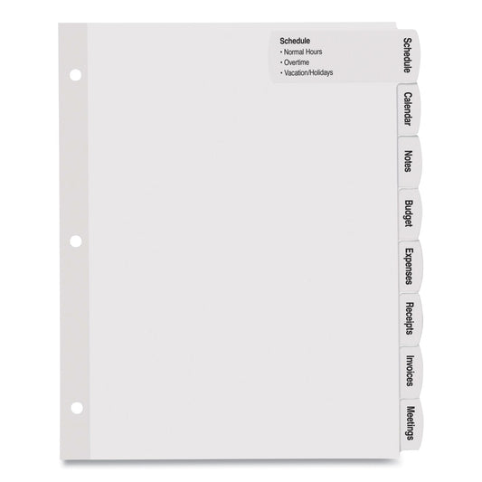 Avery Big Tab Printable Large White Label Tab Dividers, 8-Tab, 11 x 8.5, White, 4 Sets (14439)