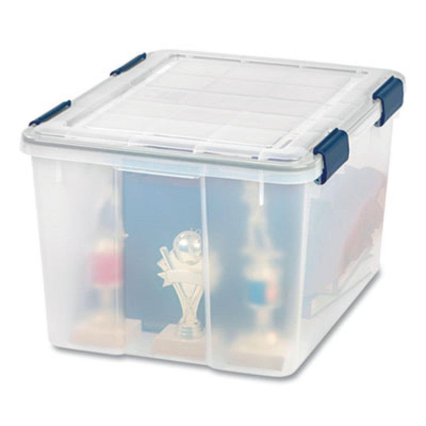 Iris WEATHERTIGHT Latching Flat Lid Storage Box, 11.5 gal, 15.7" x 19.7" x 11.7", Clear (110455)