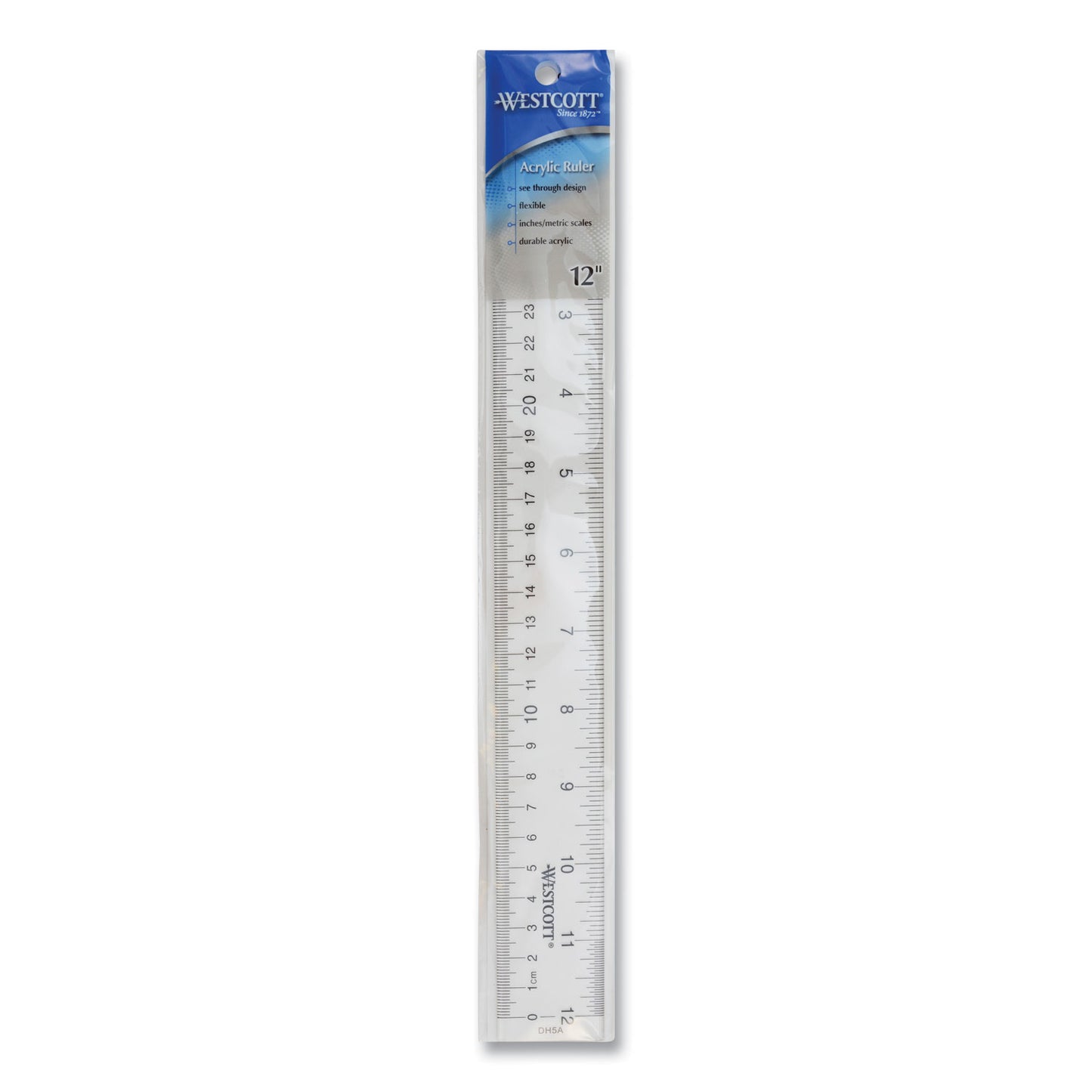 Westcott Clear Flexible Acrylic Ruler, Standard/Metric, 12" Long, Clear (10562)