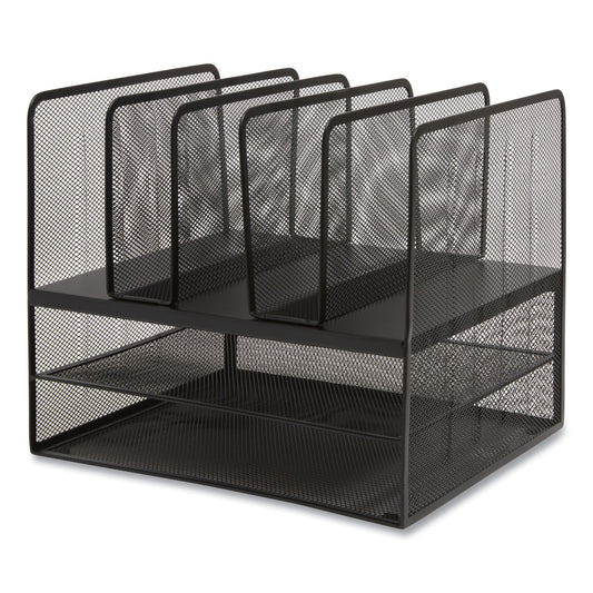 TRU RED Wire Mesh Combination Organizer, Vertical/Horizontal, 7 Sections, Letter-Size, 11.22 x 13.23 x 11.34, Matte Black (24402501)