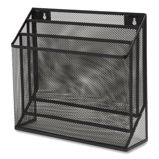 TRU RED Wire Mesh Incline Sorter, Enclosed Design, 3 Sections, Letter-Size, 13.78 x 16.61 x 12.4, Matte Black (24402448)