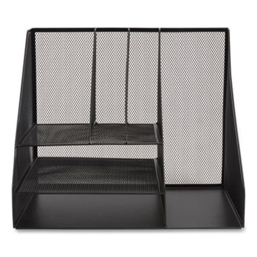 TRU RED Wire Mesh Combination Organizer, Vertical/Horizontal, 8 Sections, Letter-Size, 12 x 12 x 13.97, Matte Black (24402452)