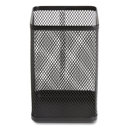 TRU RED Wire Mesh Jumbo Pencil Holder, 4.33 x 4.33 x 6.69, Black (24402485)