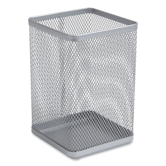 TRU RED Wire Mesh Jumbo Pencil Holder, 4.33 x 4.33 x 6.69, Silver (24402486)