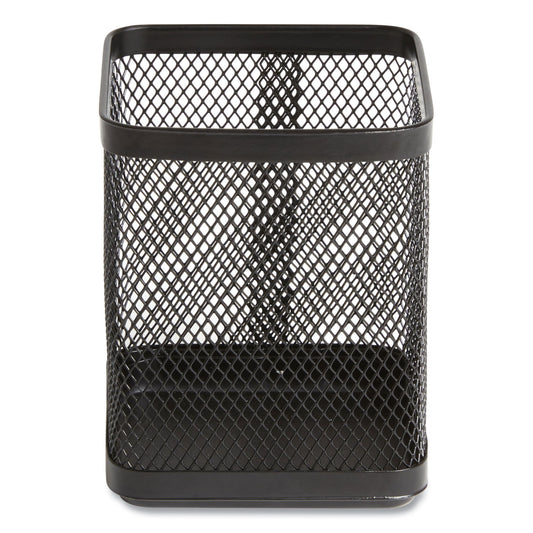 TRU RED Wire Mesh Pencil Holder, 3.46 x 3.46 x 4.33, Black (24402480)