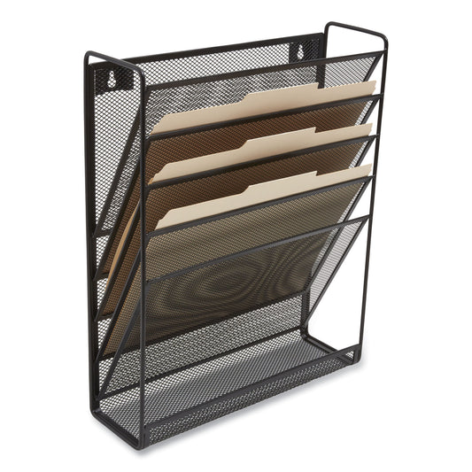 TRU RED Wire Mesh Incline Sorter, Enclosed Design, 5 Sections, Letter-Size, 13.38 x 4.52 x 16.45, Matte Black (24402475)