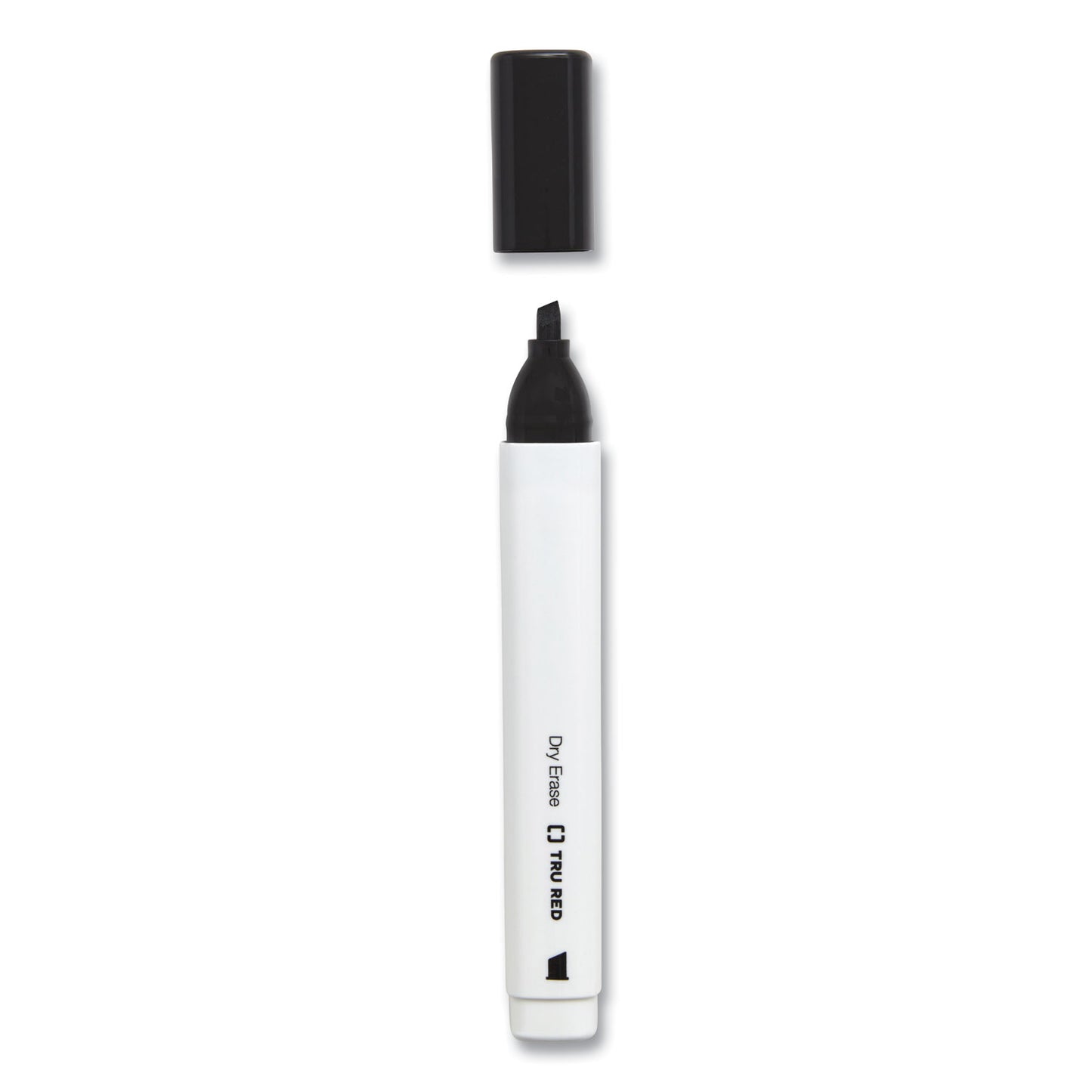 TRU RED Dry Erase Marker, Tank-Style, Medium Chisel Tip, Black, Dozen (24376603)