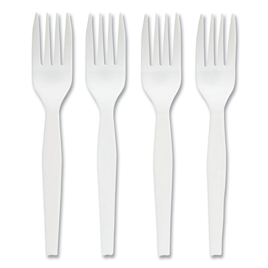 Perk Eco-ID Mediumweight Compostable Cutlery, Fork, White, 300/Pack (24394114)