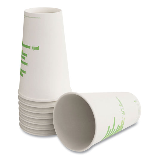 Perk Eco-ID Compostable Paper Hot Cups, 12 oz, White/Green, 50/Pack (24394127)