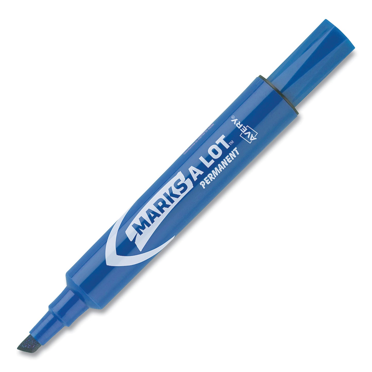 Avery MARKS A LOT Regular Desk-Style Permanent Marker, Broad Chisel Tip, Blue, Dozen (7886) (07886)