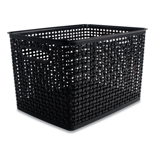 Advantus Plastic Weave Bin, Large, 13.5" x 10.5" x 8.75", Black (36006)