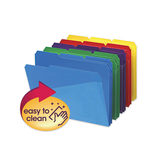 Smead Poly Colored File Folders With Slash Pocket, 1/3-Cut Tabs: Assorted, Letter Size, 0.75" Expansion, Assorted Colors, 30/Box (10540)