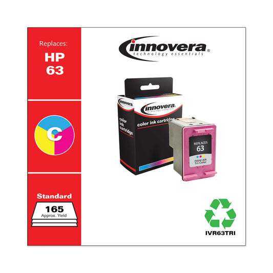 Innovera Remanufactured Tri-Color Ink, Replacement for 63 (F6U61AN), 165 Page-Yield (63TRI)