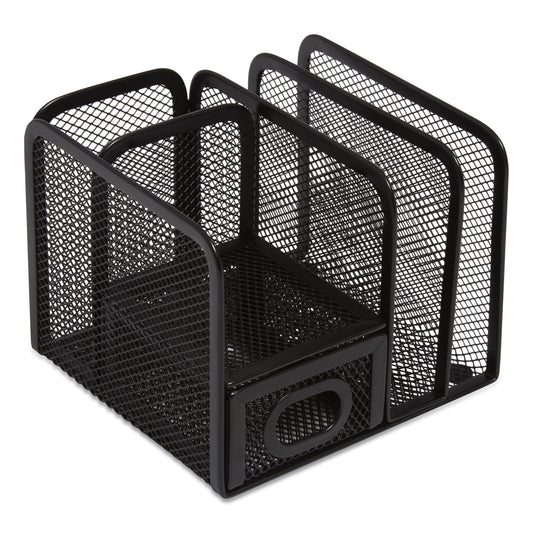 TRU RED Five Compartment Wire Mesh Accessory Holder, 5.9 x 6.29 x 5.11, Black (24402461)