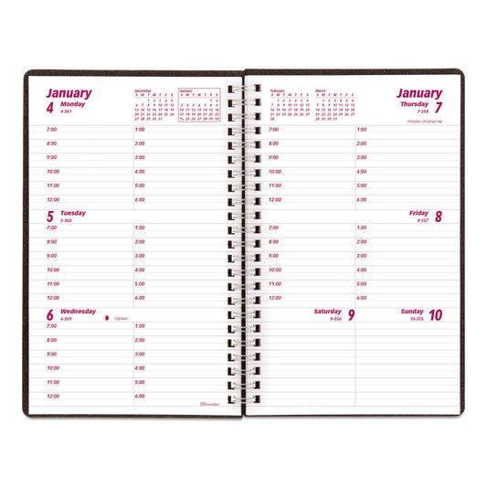 Brownline DuraFlex Weekly Planner, 8 x 5, Black Cover, 12-Month (Jan to Dec): 2025 (CB75VBLK)