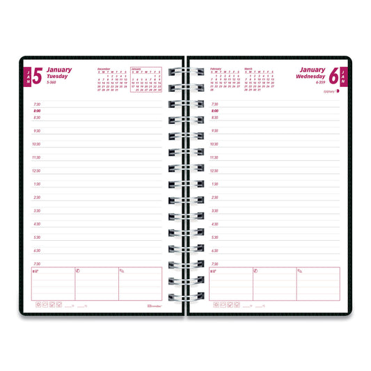 Brownline DuraFlex Daily Planner, 8 x 5, Black Cover, 12-Month (Jan to Dec): 2025 (CB634VBLK)