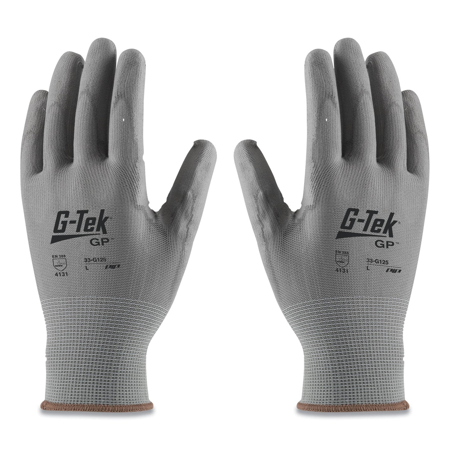 G-Tek GP Polyurethane-Coated Nylon Gloves, Small, Gray, 12 Pairs (33G125S)