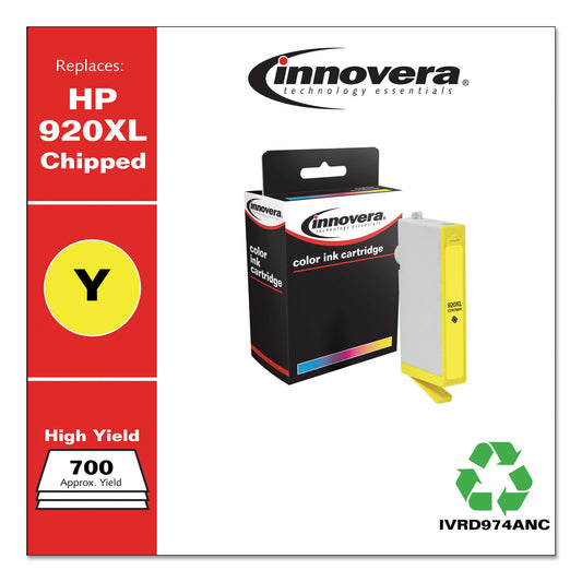 Innovera Remanufactured Yellow High-Yield Ink, Replacement for 920XL (CD974AN), 700 Page-Yield (D974ANC)