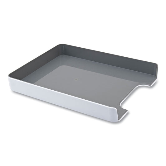 Advantus Fusion Letter Tray, 1 Section, Letter Size Files, 12.63 x 10 x 1.75, White/Gray (37522)