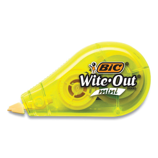 BIC Wite-Out Brand Mini Correction Tape, Non-Refillable, Blue/Purple/Yellow Applicators, 0.2" x 314.4", 3/Pack (WOTMP31WHI)