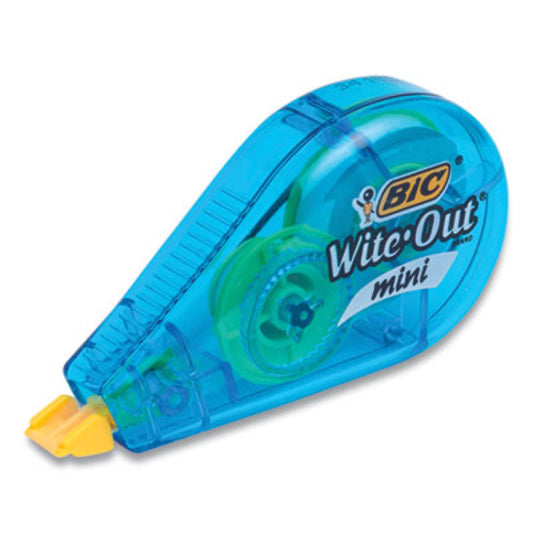 BIC Wite-Out Brand Mini Correction Tape, Non-Refillable, Blue/Purple/Yellow Applicators, 0.2" x 314.4", 6/Pack (WOTMP61WHI)