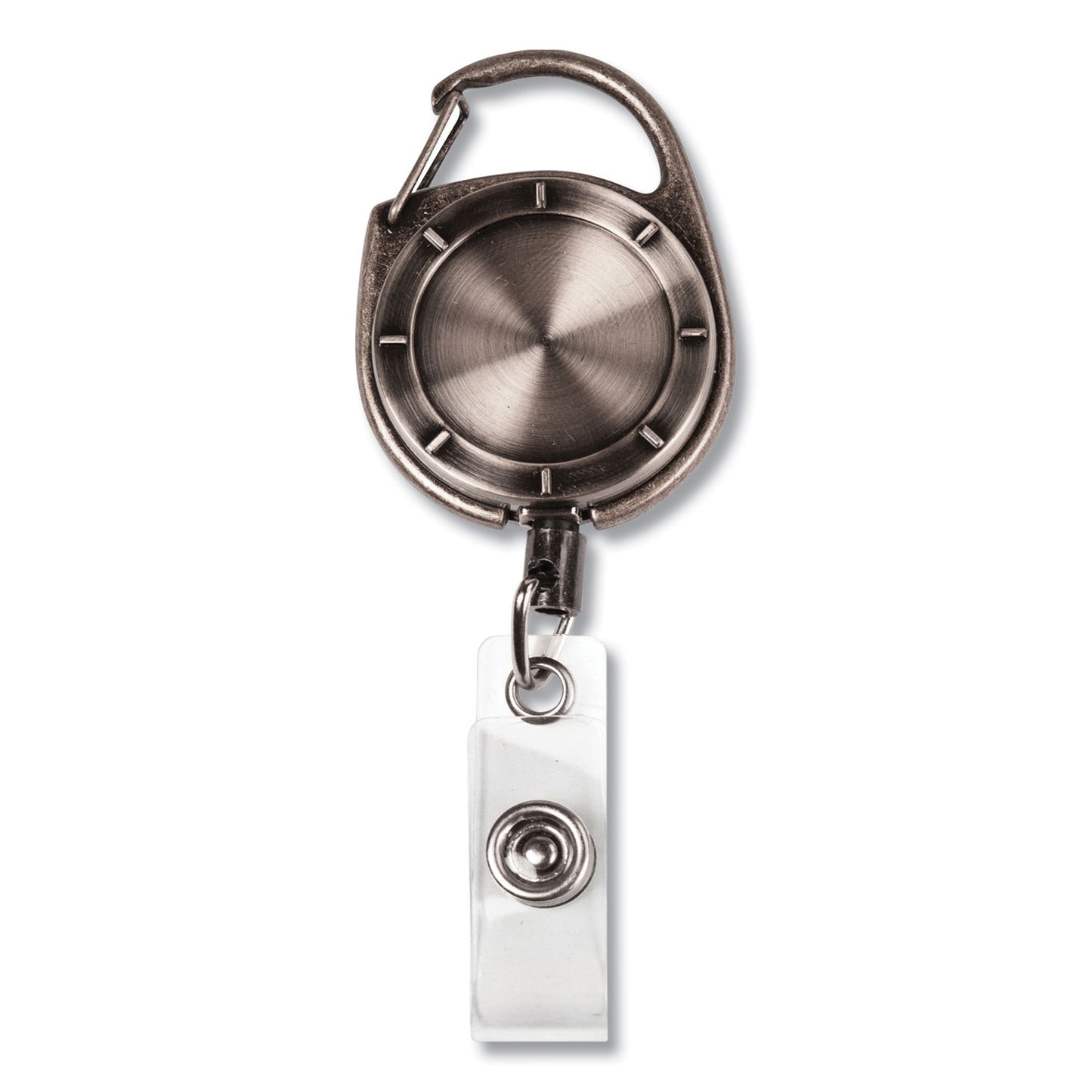 COSCO MyID Carabiner-Style Badge Reel, Retractable 23" Nylon Cord, Pewter (075031)