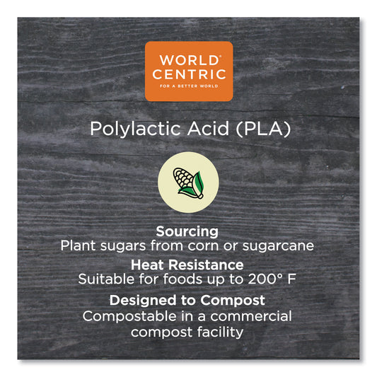 World Centric PLA Clear Cold Cup Lids, Flat Lid, Fits 9 oz to 24 oz Cups, 1,000/Carton (CPLCS12)