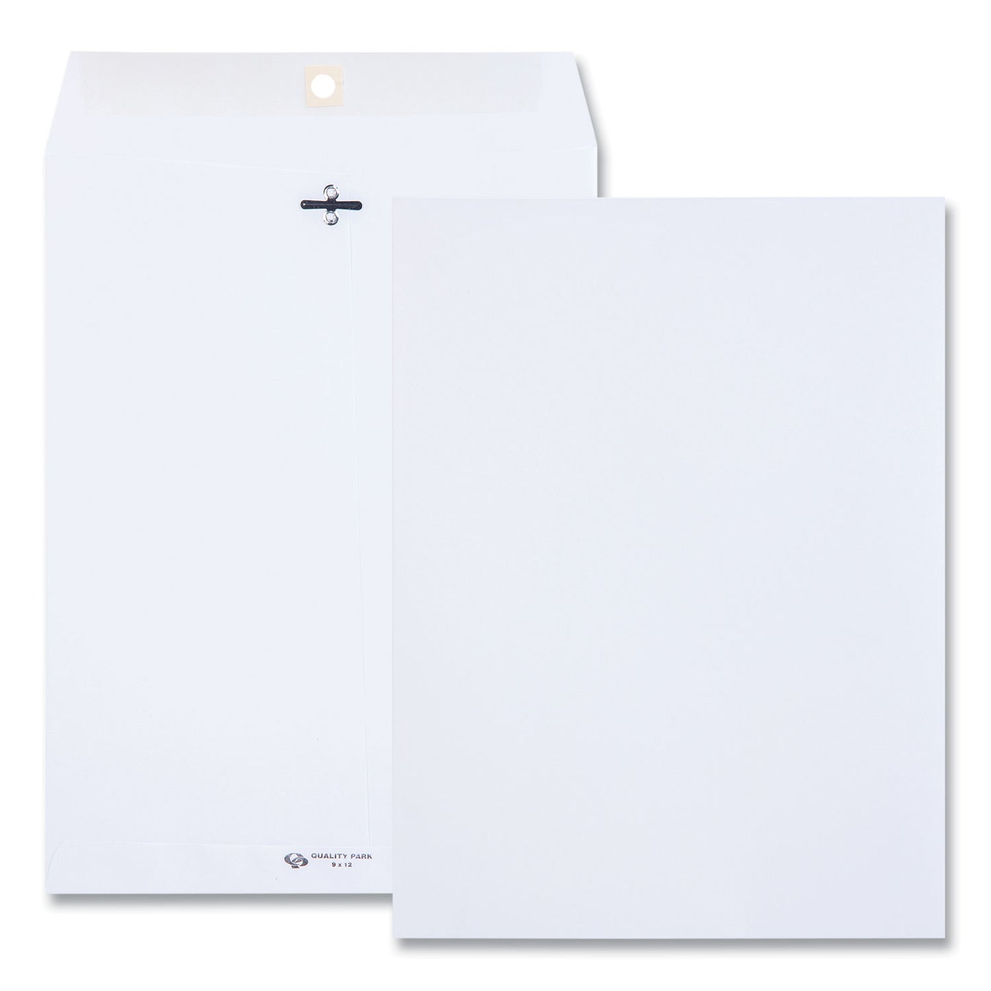 Quality Park Clasp Envelope, 28 lb Bond Weight Paper, #90, Square Flap, Clasp/Gummed Closure, 9 x 12, White, 100/Box (38390)