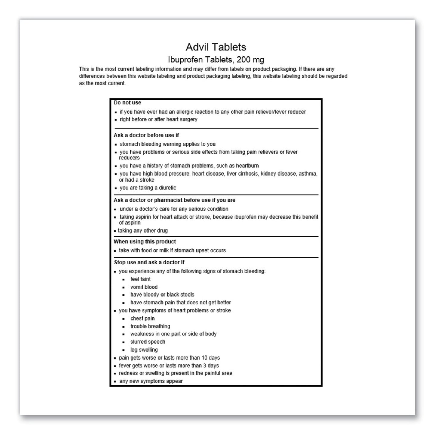 Advil Ibuprofen Tablets, 200mg, Refill Pack, Two Tablets/Packet, 30 Packets/Box (58030)