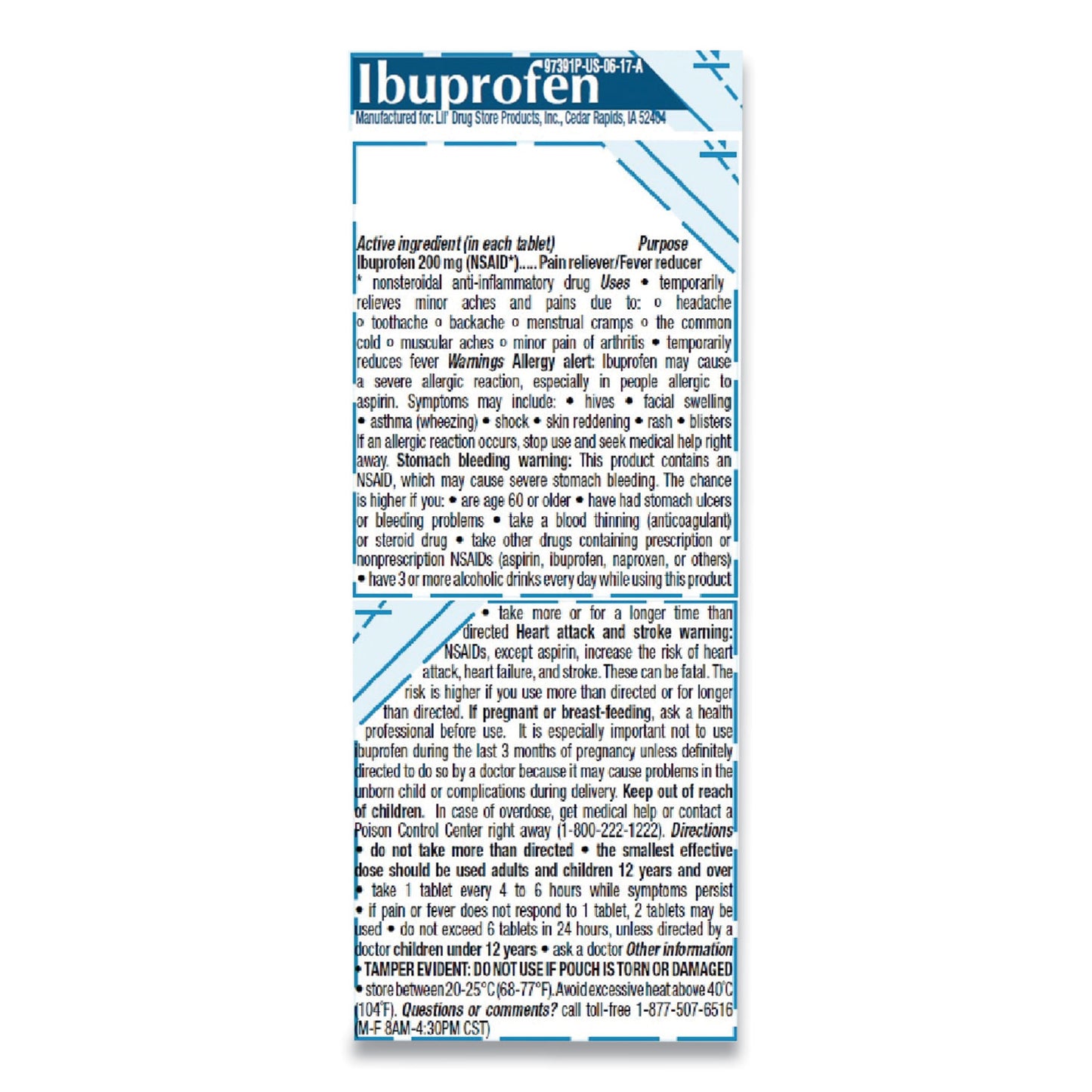 Drug Store Ibuprofen, 200 mg, Refill Pack, Two Tablets/Packet, 50 Packets/Box (97197)