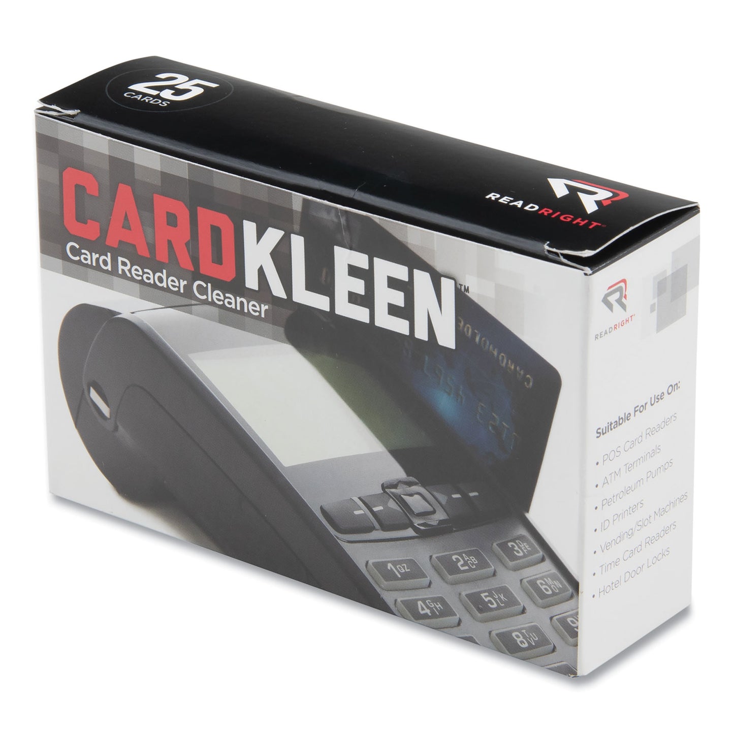 Read Right CardKleen Presaturated Magnetic Head Cleaning Cards, 3 3/8" x 2 1/8", 25/Box (RR1222)