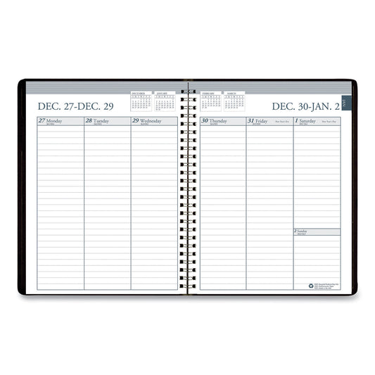 House of Doolittle Recycled Weekly Appointment Book Ruled without Appointment Times, 8.75 x 6.88, Black Cover, 12-Month (Jan to Dec): 2025 (25802)