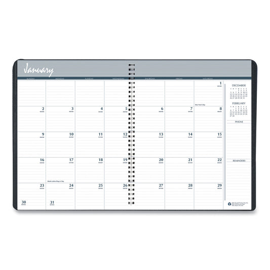 House of Doolittle Monthly Hard Cover Planner, 11 x 8.5, Black Cover, 14-Month: Dec 2024 to Jan 2026 (26292)