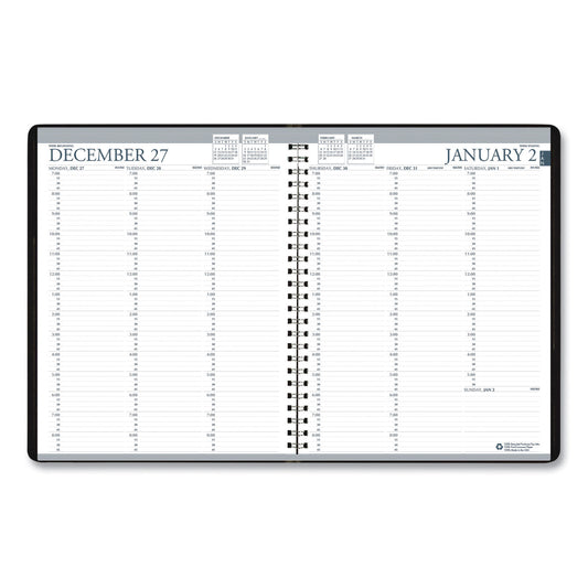 House of Doolittle Recycled Professional Weekly Planner, 15-Minute Appts, 11 x 8.5, Black Wirebound Soft Cover, 24-Month: Jan 2025 to Dec 2026 (272002)