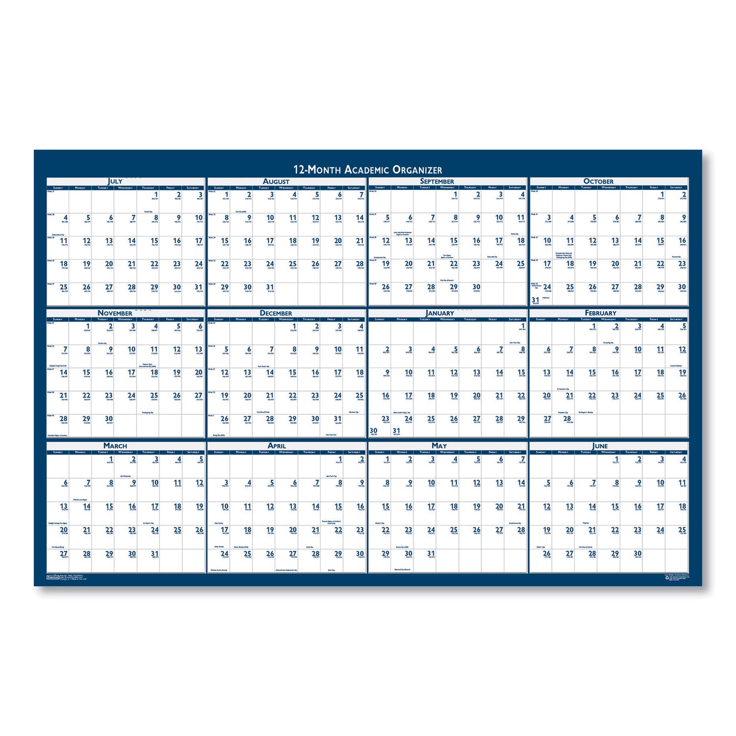 House of Doolittle Academic Year Recycled Poster Style Reversible/Erasable Yearly Wall Calendar, 24 x 37, 12-Month (July to June): 2024 to 2025 (395)